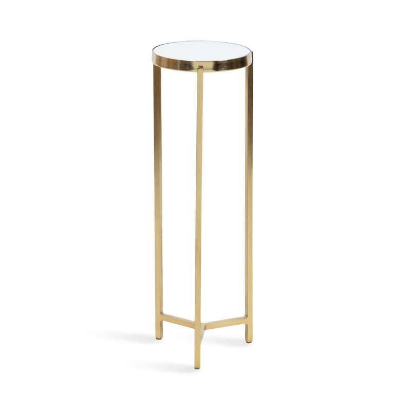 Eveland Round Metal Drink Table, Gold, Silver