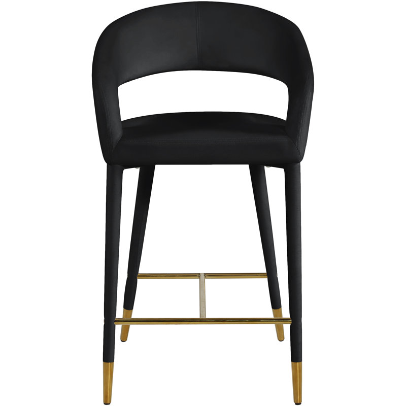Tabouret de comptoir 26,5 po Destiny, Velours, Noir