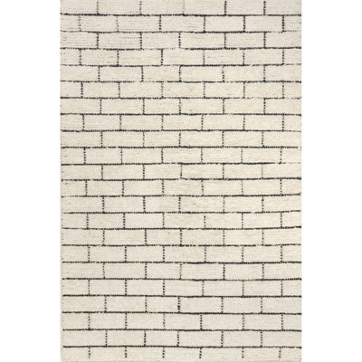 Ariana Brick Pattern Wool Blend Area Rug