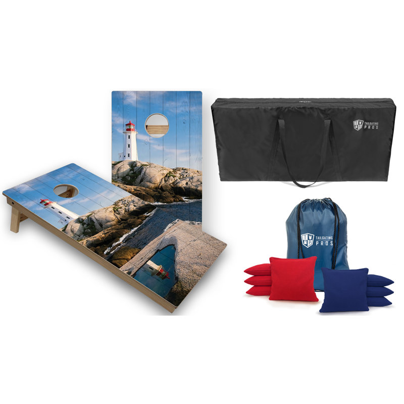 Tailgating Pros Solid Wood Foldable Cornhole Set with Carrying Case