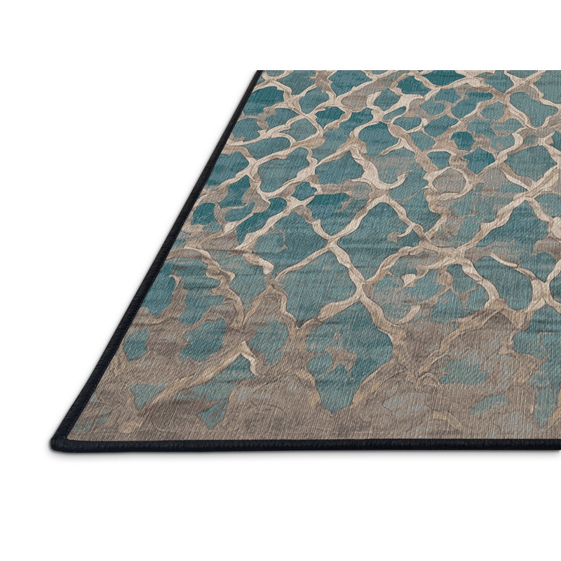 Machine Washable Gray Area Rug, Rectangle 6' x 9'