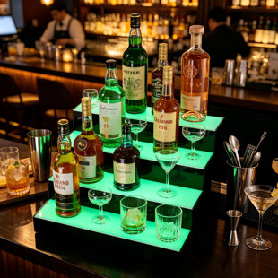 Luxury LED Illuminated Bar Rack, Supports Both Radio Frequency And APP Control, Easy To Operate In Four Steps.