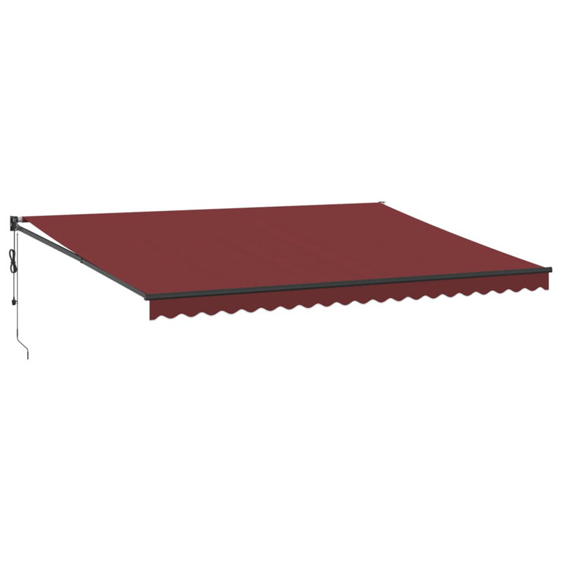 Manual Retractable Awning, 500cm W x 300cm D, Burgundy/Black