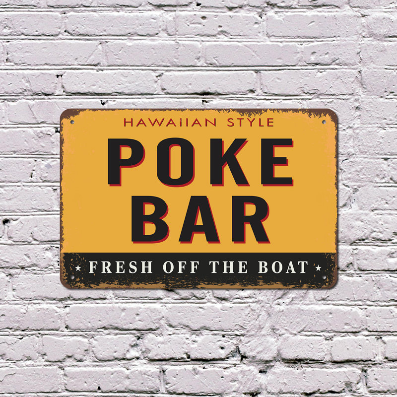 Enseigne en plastique 11 "x 17" Poke Bar Street, H 11 po x l 17 po x P 0,1 po