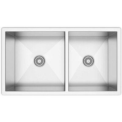 Undermount R0 Kitchen Sink Double Bowl 32"x18" Handmade 18 Gauge Stainless Steel
