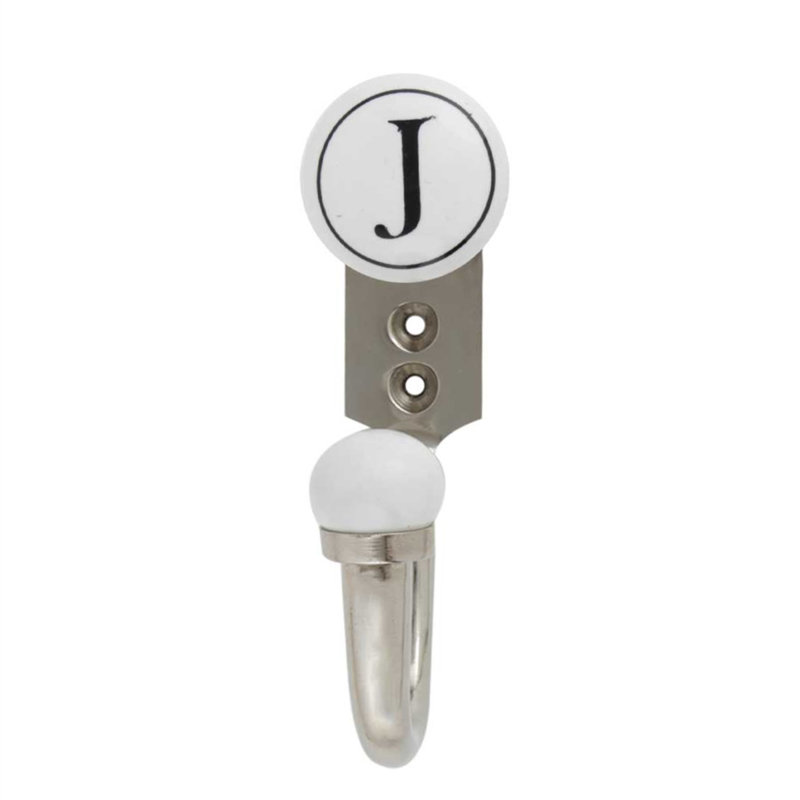 Letter J Ceramic Wall Hook