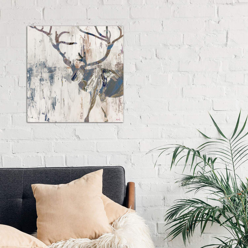 Neutral Rhizome Deer 1 Piece Wrapped Canvas Wall Art, 66.04 cm H x 66.04 cm W x 3.175 cm D