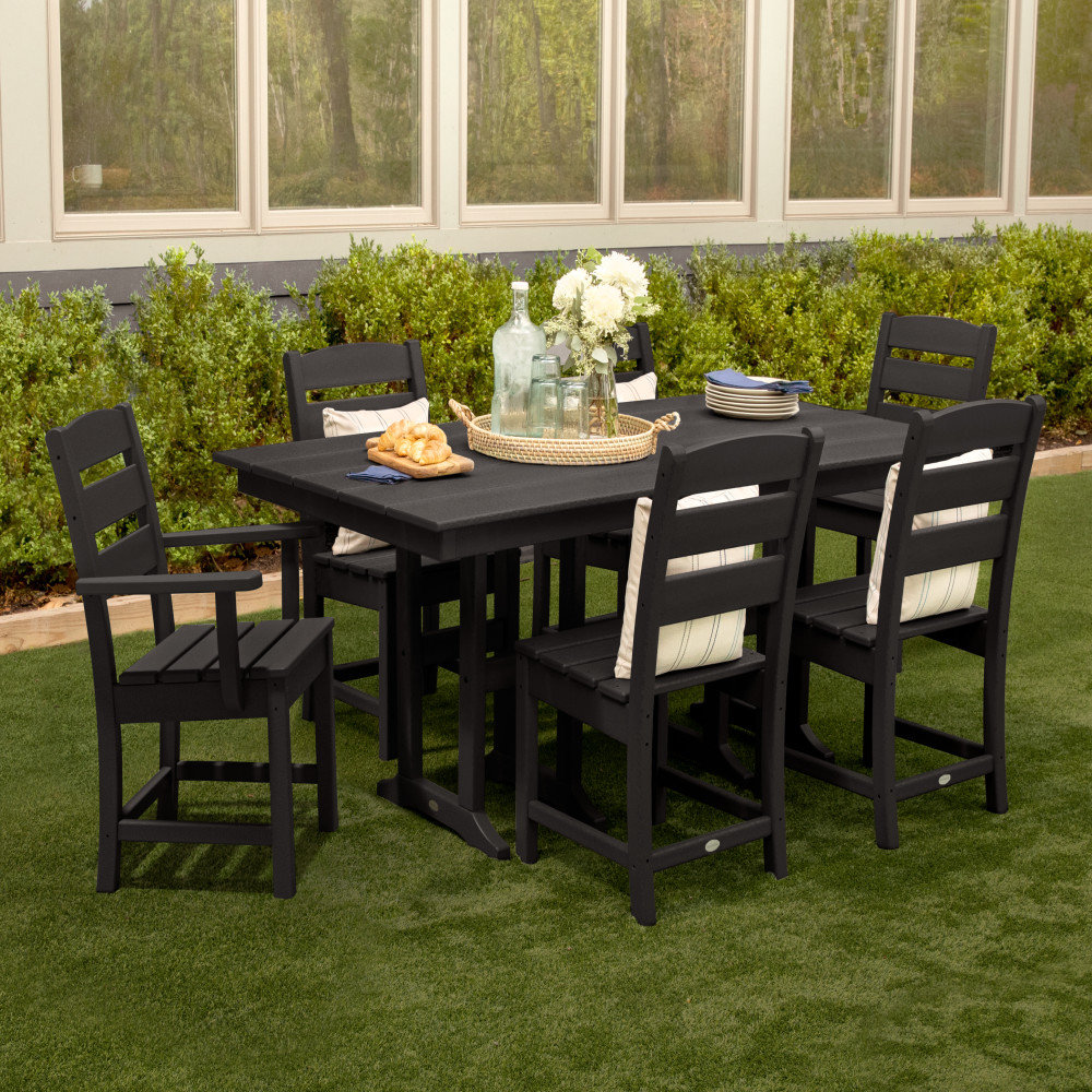 POLYWOOD® Lakeside 72" Patio Dining Set, Black
