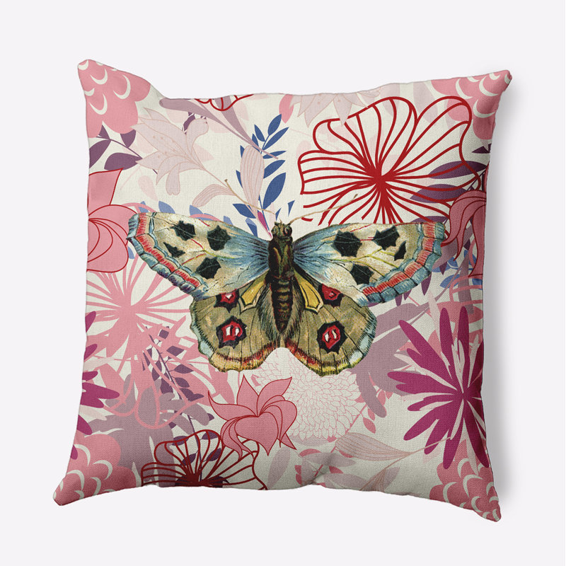 Floral Outdoor Reversible Throw Pillow, 20" H x 20" W, Square