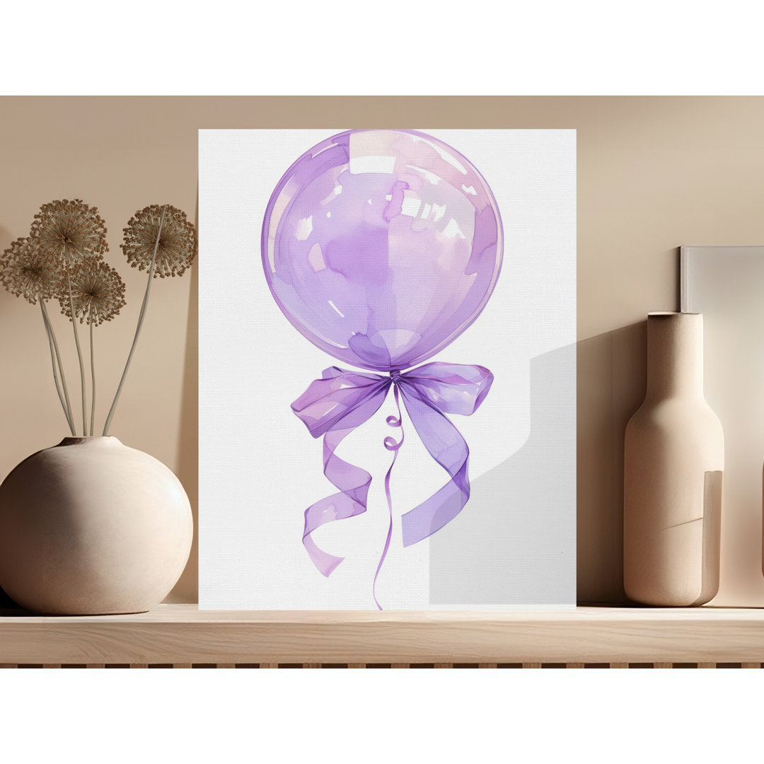 Purple Balloon Canvas Wall Art, Whimsical Watercolor Nursery Decor, Baby Shower Gift, Coquette Room Aesthetic Print, Ethereal Kids Room