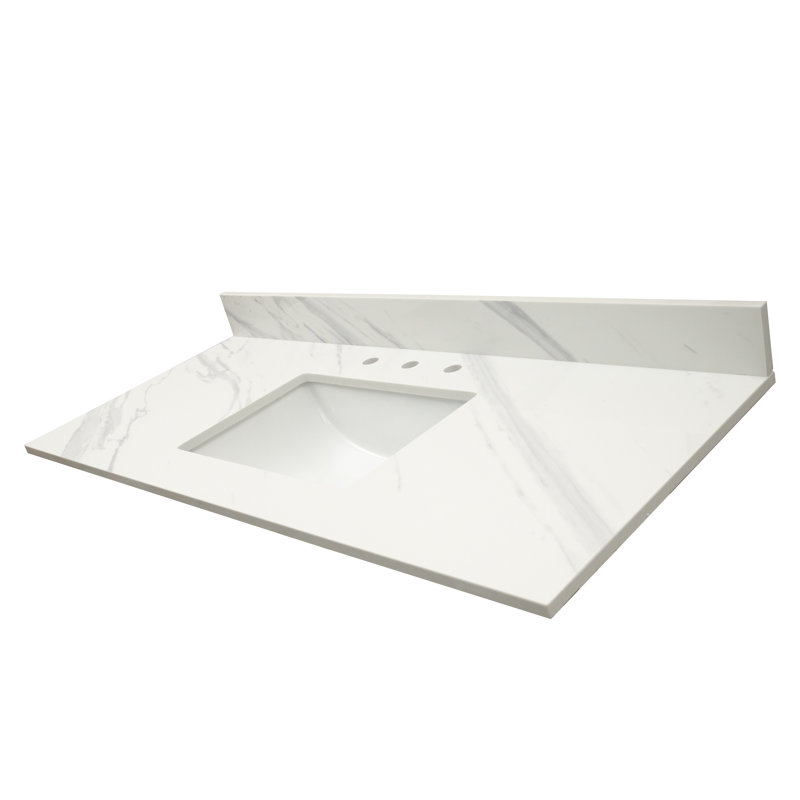 49 in. W x 22 in. D Bathroom Vanity Top With Single Sink, Calacatta Lumas