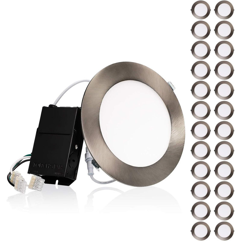 Luminaire encastré ultra-mince à DEL de 13,5 W et 6 pouces avec J-Box, lumière froide à intensité variable 4000K