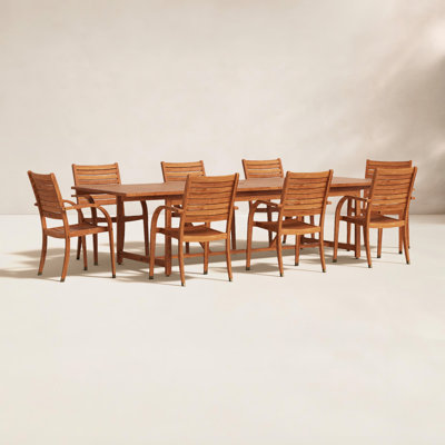 Alyisa 118" Eucalyptus Patio Dining Set