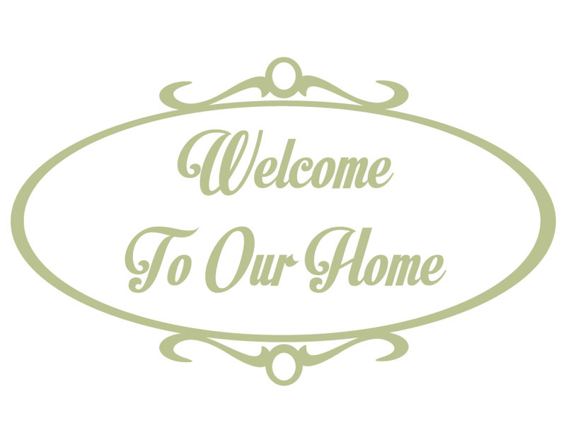 Décalcomanie murale welcome to home, H 25 po x l 42 po x P 0,01 po, Céladon