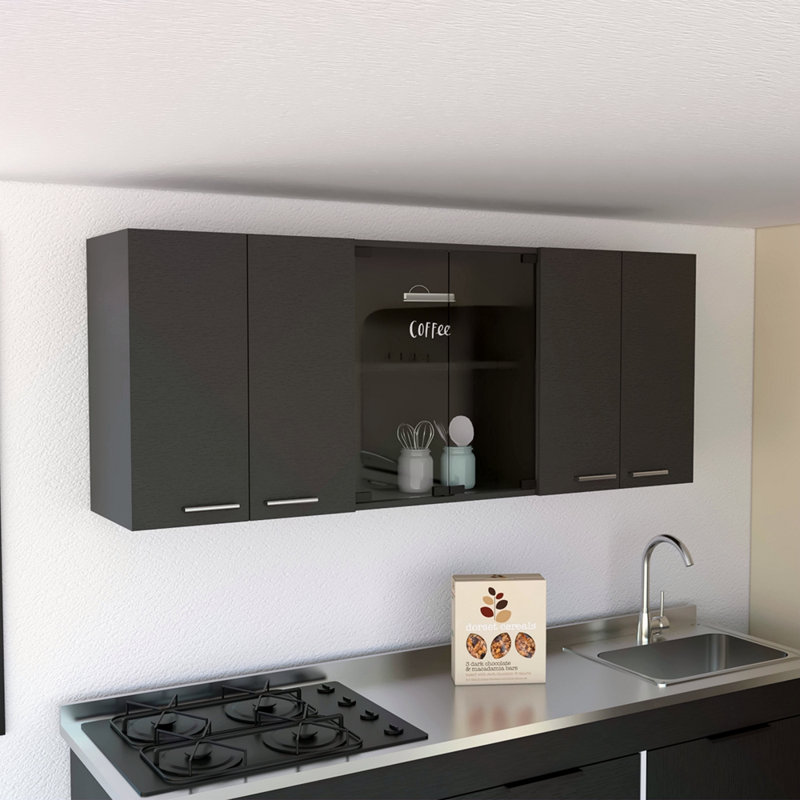  Armoire murale Peoria, quatre tablettes intérieures, Noir
