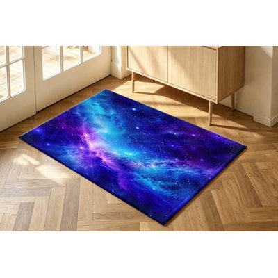 Galaxy Nebula Area Rug, Cosmic Space Starry Night Pattern, Artistic Design, Machine Washable Non-Slip Floor Carpet, Modern Indoor Home Decor for Living Room, Bedroom, Gaming, Studio, Apartment