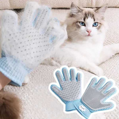 Gant de toilettage 2-en-1 pour animaux de compagnie - brosse de massage et de déchiquetage double face pour chats / chiens, élimine les poils lâches de la fourrure et des meubles, gant ultra-doux facile à nettoyer (gant simple)