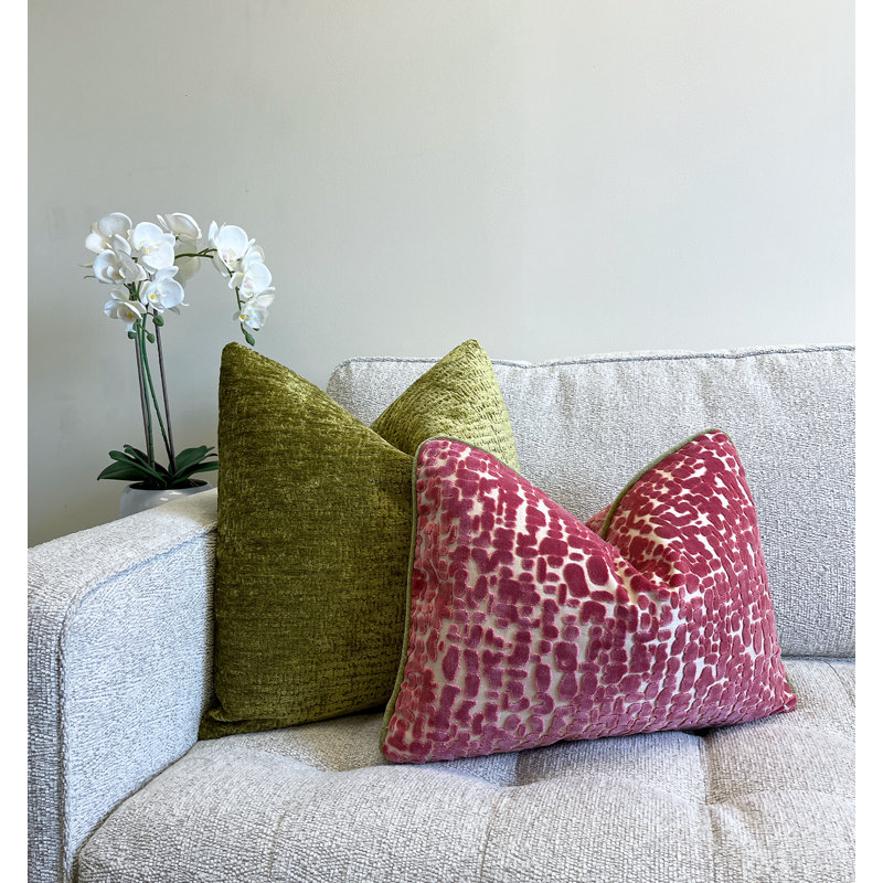 Housse de coussin en chenille unie, Vert, H 20 po x l 20 po 1