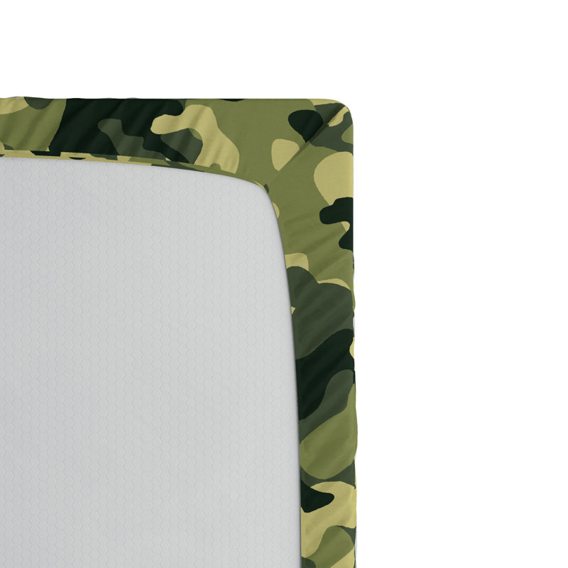 Microfiber Camouflage Fitted Sheet, Queen Fitted Sheet, Black/Green Camouflage 1