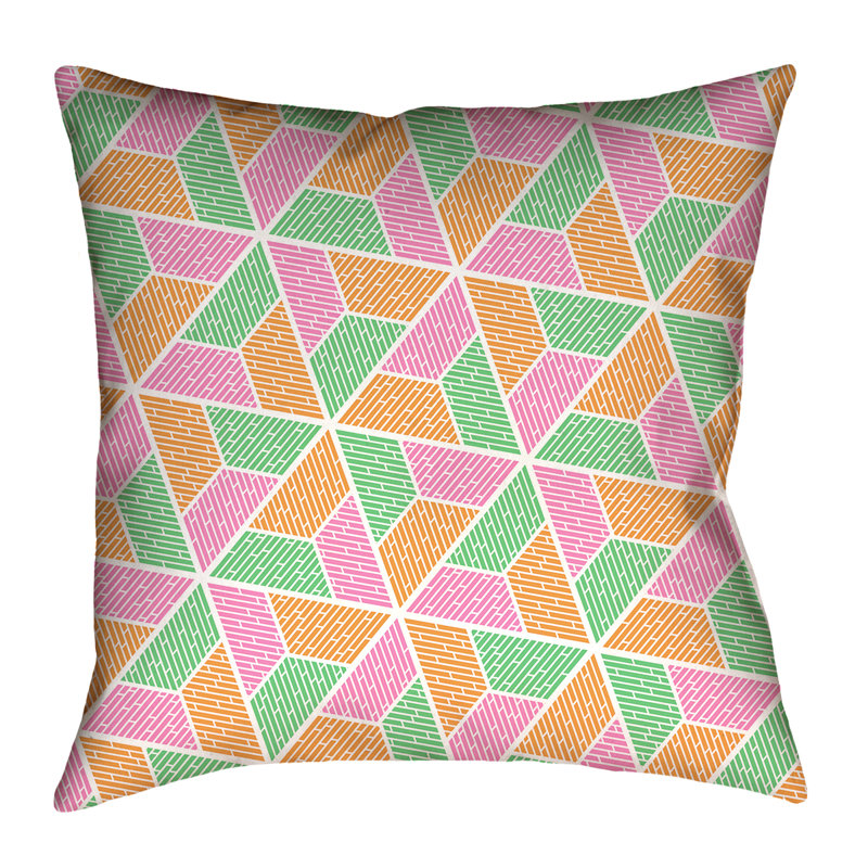 Coussin Katelyn Elizabeth, 14 po x 14 po, Vert/Orange/Rose, Polyester