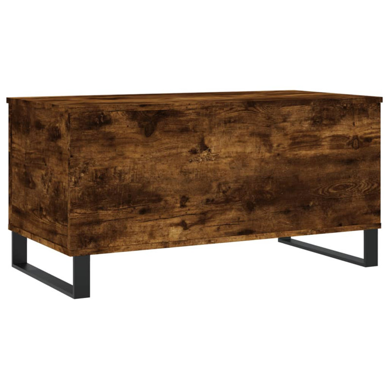 Coffee Table 17.5"X17.7" Engineered Wood, 17.7" H x 35.4" W x 17.5" D, Smoked Oak
