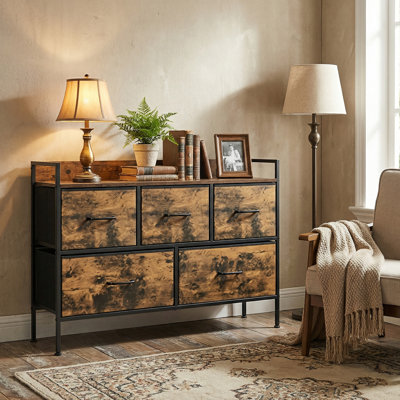 Akimi Steel 98.2 cm W Chest of 5 Drawers