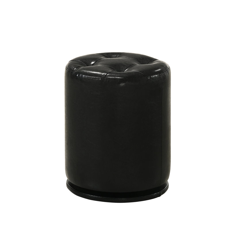 Tabouret de meuble-lavabo rond rond contemporain pivotant de 16,7 po de hauteur, accessoire de mobilier de chambre noir, profondeur de 13,8 po