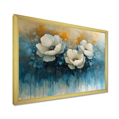 Grandes pivoines blanches et bleues - pivoines, art mural