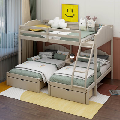 Lit superposé double au-dessus de simple avec tiroirs Sachiko Kids