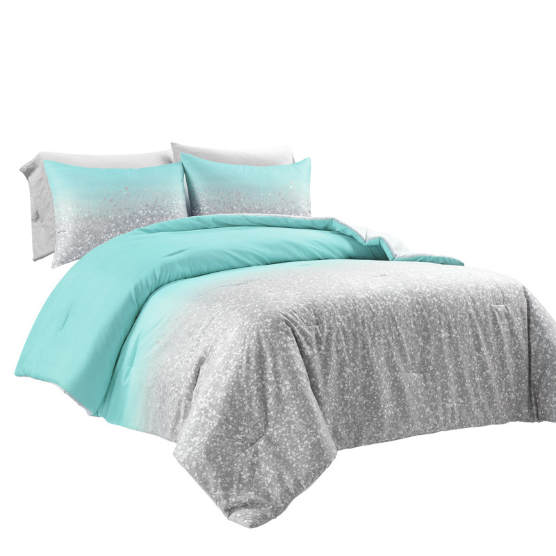 Édredon en microfibre 2 pièces , Jaune / gris, Édredon double / grand + 2 taies décoratives + 2