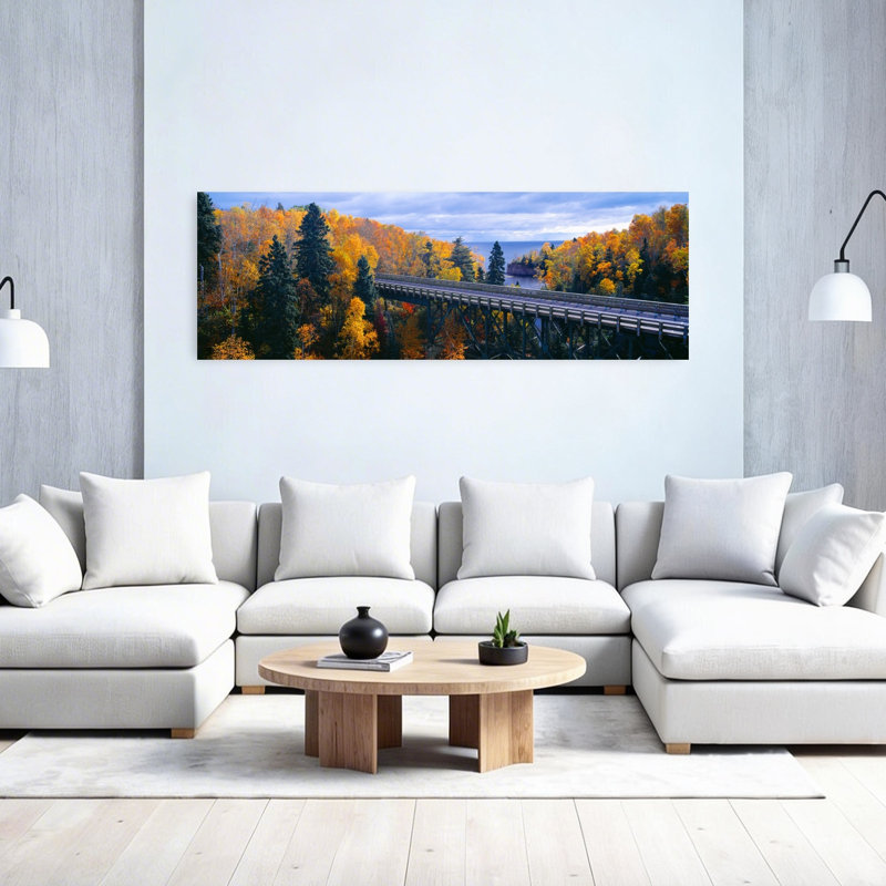 Baptism River into Lake Superior Tettegouche State Park Minnesota 1 Piece Wrapped Canvas Panoramic Wall Art