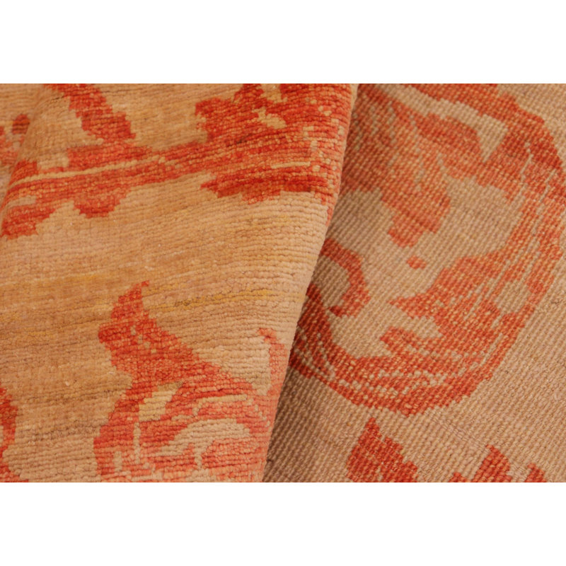 Tapis brun / rouge en laine noué à la main 7 pi 11 po x 9 pi 6 po Sandie