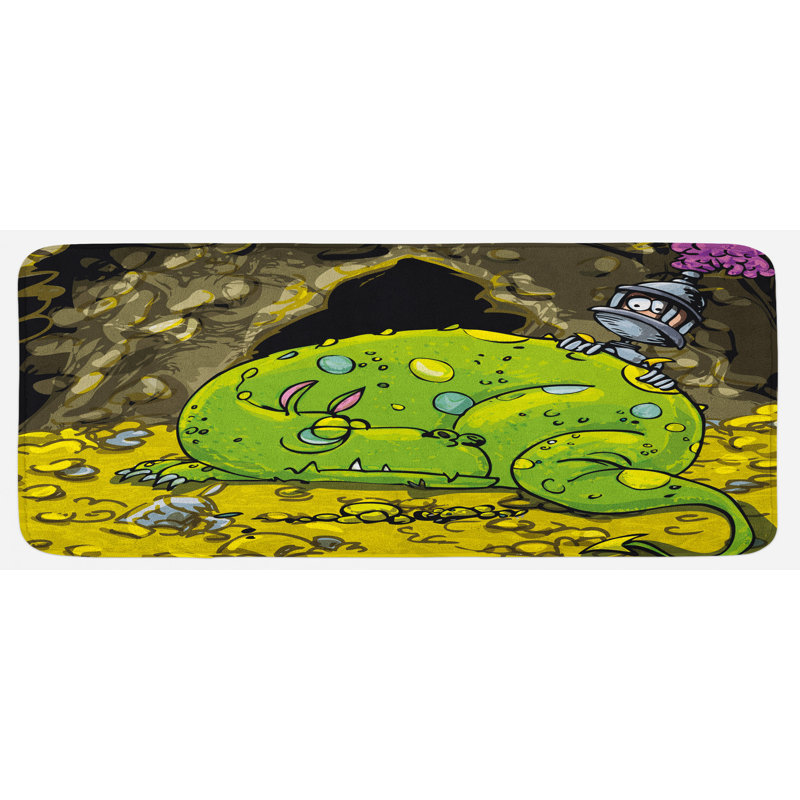 Tapis de cuisine avec une velours or and scared knight peering over kids