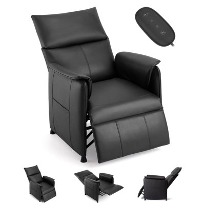 Fauteuil inclinable électrique avec fonction mémoire, fauteuil à bascule inclinable en cuir et tissu PU avec accessoires latéraux