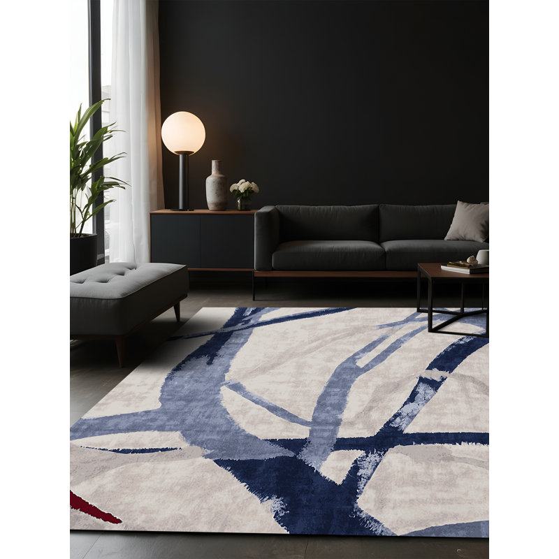 Tapis beige soyeux et moelleux, Carré 8 pi