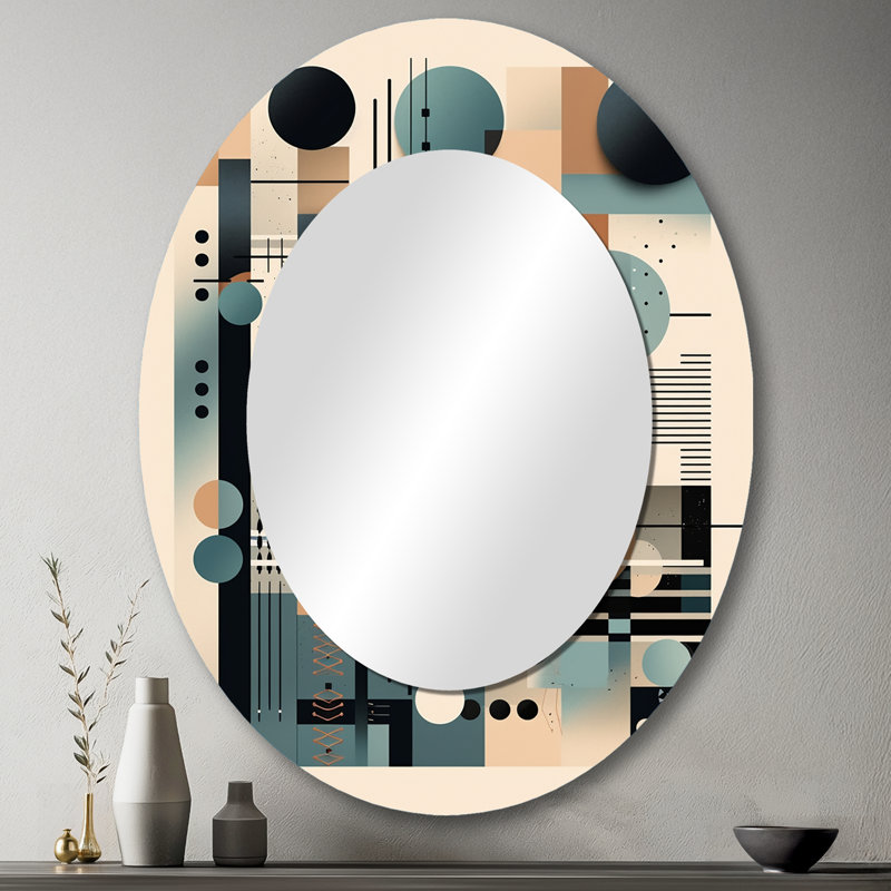 Miroir mural moderne bleu et noir Symmetry In Motion II, 40 po x 30 po