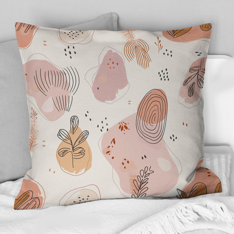 Coussin rose Boho Circles III - Boho, H 16 po x l 16 po