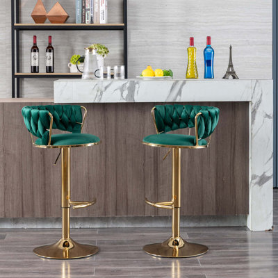 Tabouret de bar rotatif à hauteur réglable en velours