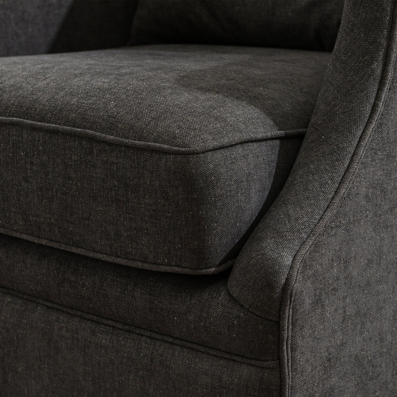 31" Wide Linen Fabric Upholstered Swivel Barrel Chair Set of 2, Black