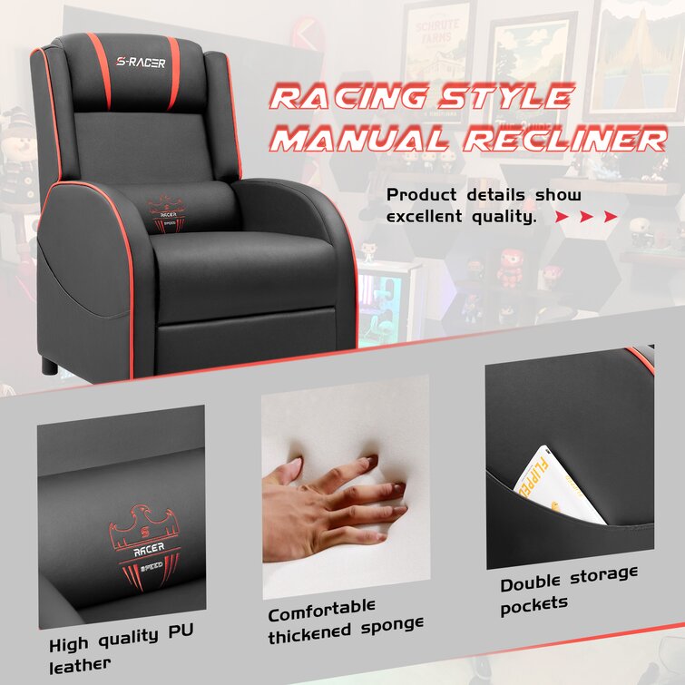 Homall Gaming Massage Recliner Chair Racing Style Single Living Room Sofa  Recliner PU Leather Recliner Seat Comfortable Ergonomic Home Theater  Seating