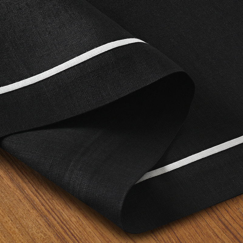 D'Moksha Homes Reversible Linen Table Runner, 108" L x 14" W, Black/White