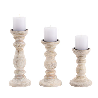 JFY Designs Solid Wood Candle Holder - Home Décor Centrepiece & Table Decorations, Rustic Candlestick Holders, Mantel Decor, Candle Stand for Pillar Candles