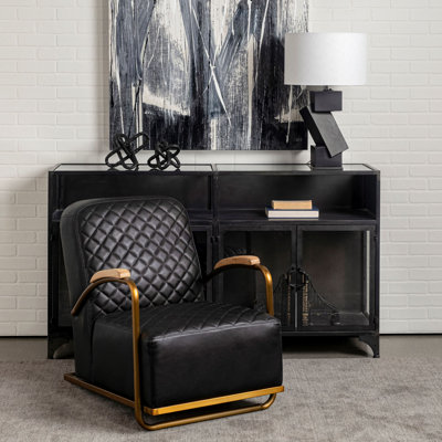 Fauteuil club en cuir véritable Aicha