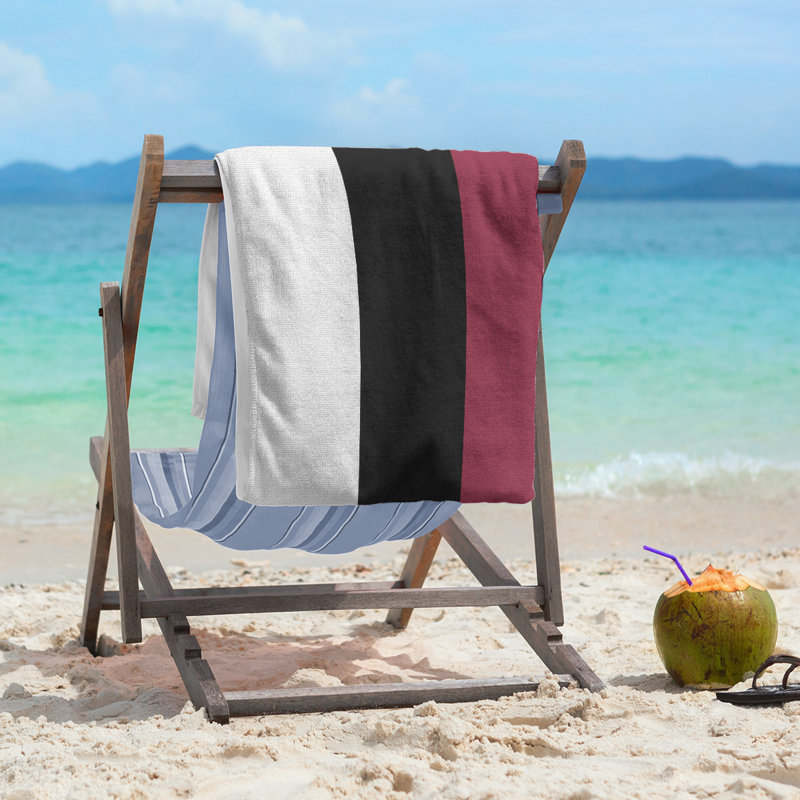 Cotton Blend Beach Towel, Red/Black
