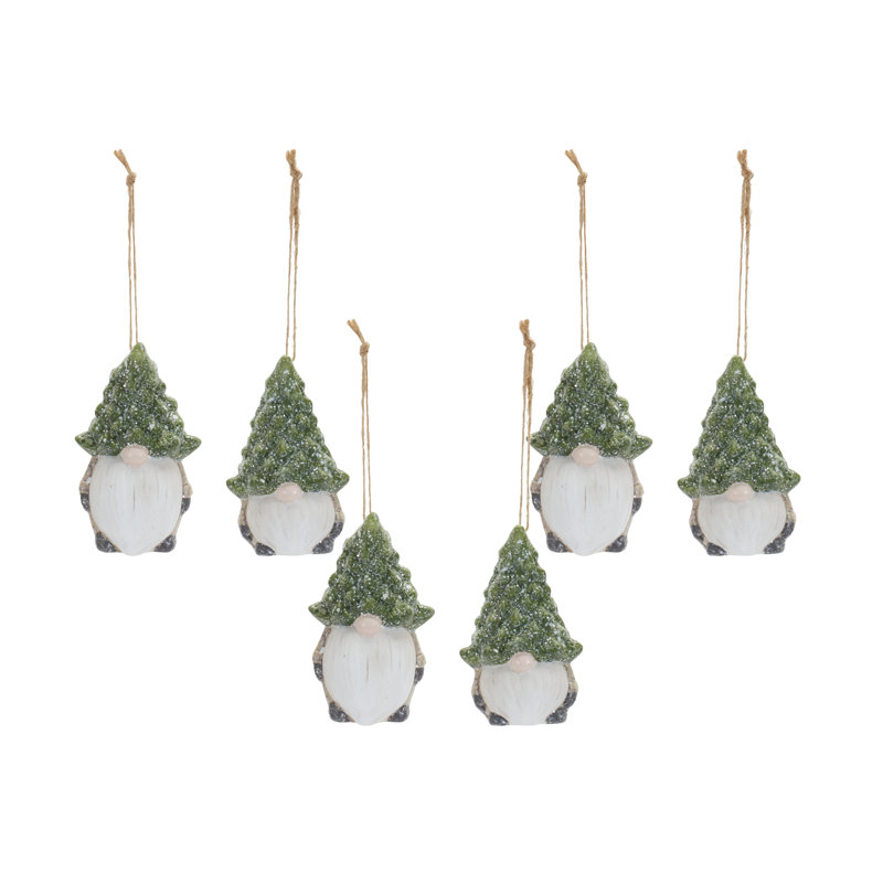 Ensemble d'ornement 6 pièces gnome avec chapeau en terre cuite