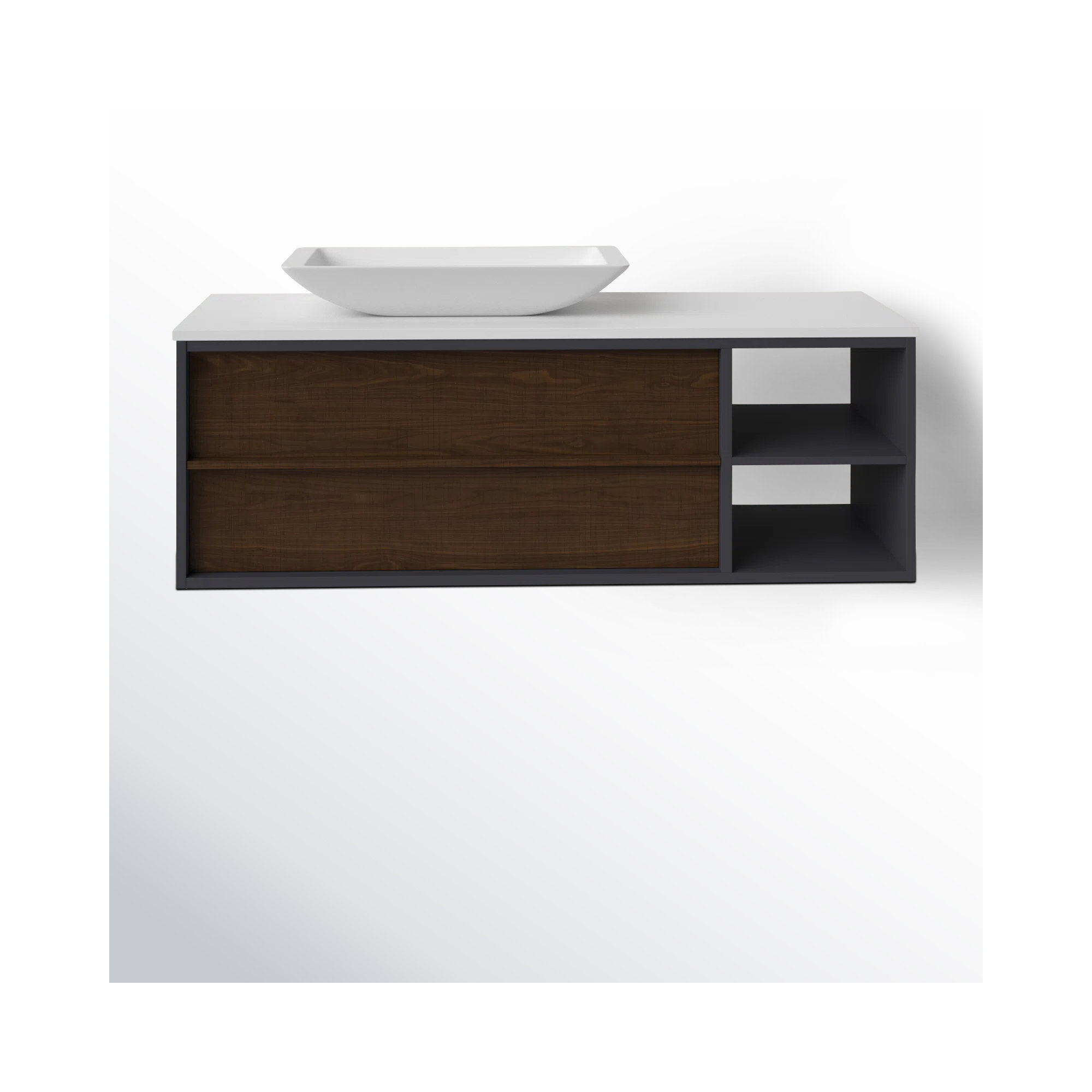 Steinbeck 48" Wall-Mounted Single Bathroom Vanity Set, White, Gray