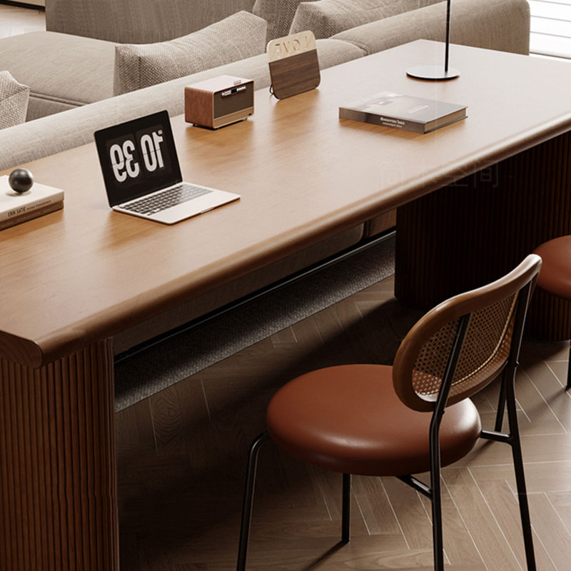 Bureau rectangulaire en bois massif brun noisette, H 29,53 po x l 70,87 po x P 23,62 po