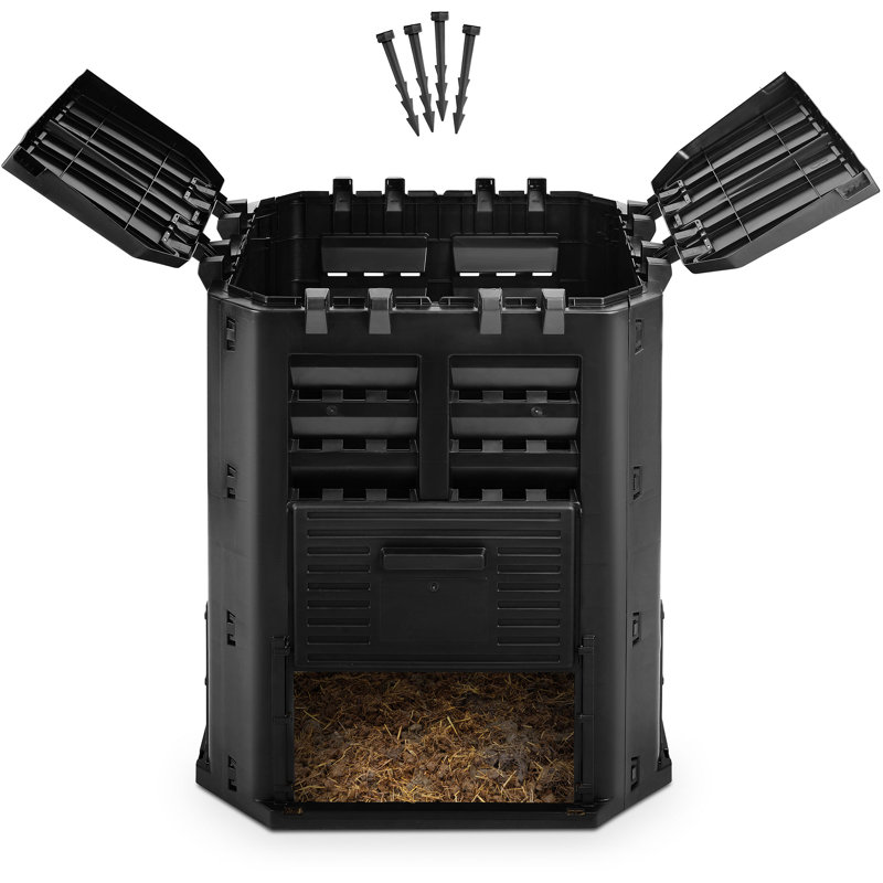 95 Gallons Plastic Odor Resistant Outdoor Stationary Composter with Latching Lid
