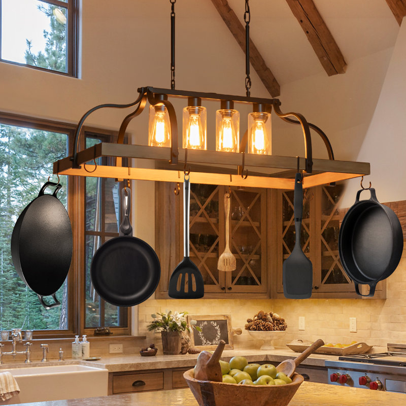 4-light Dimmable Farmhouse Kitchen Island Chandelier