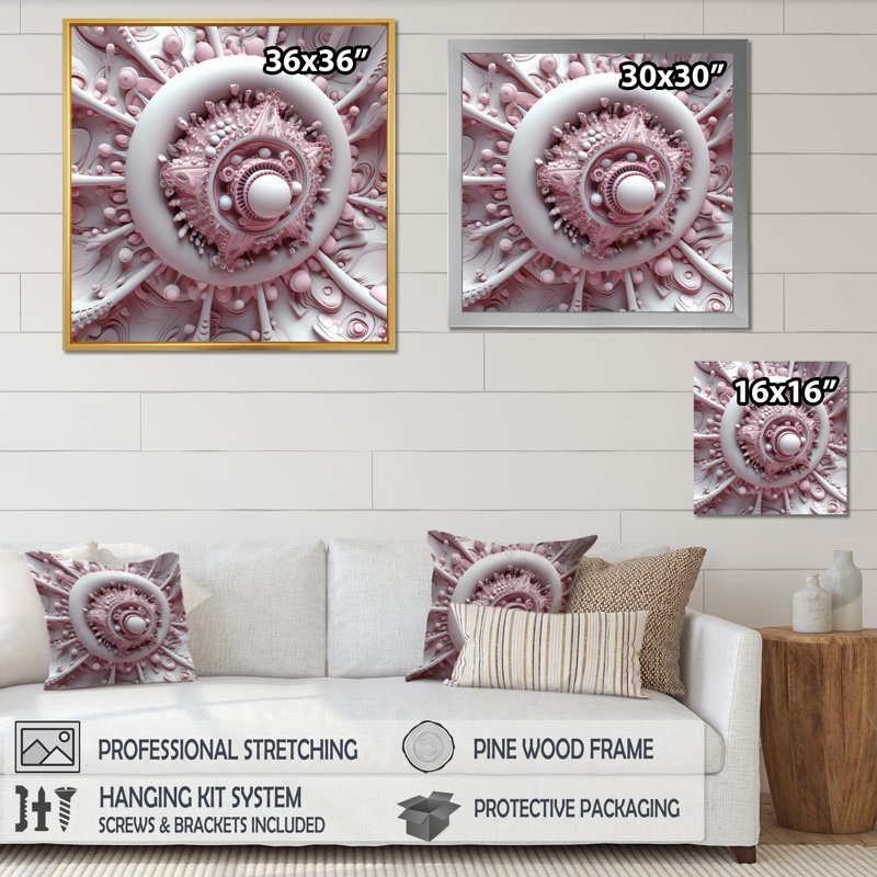 Alien Fractal Space Universe en 3D rose I - reproduction sur toile, 16" H x 16" W, Toile tendue